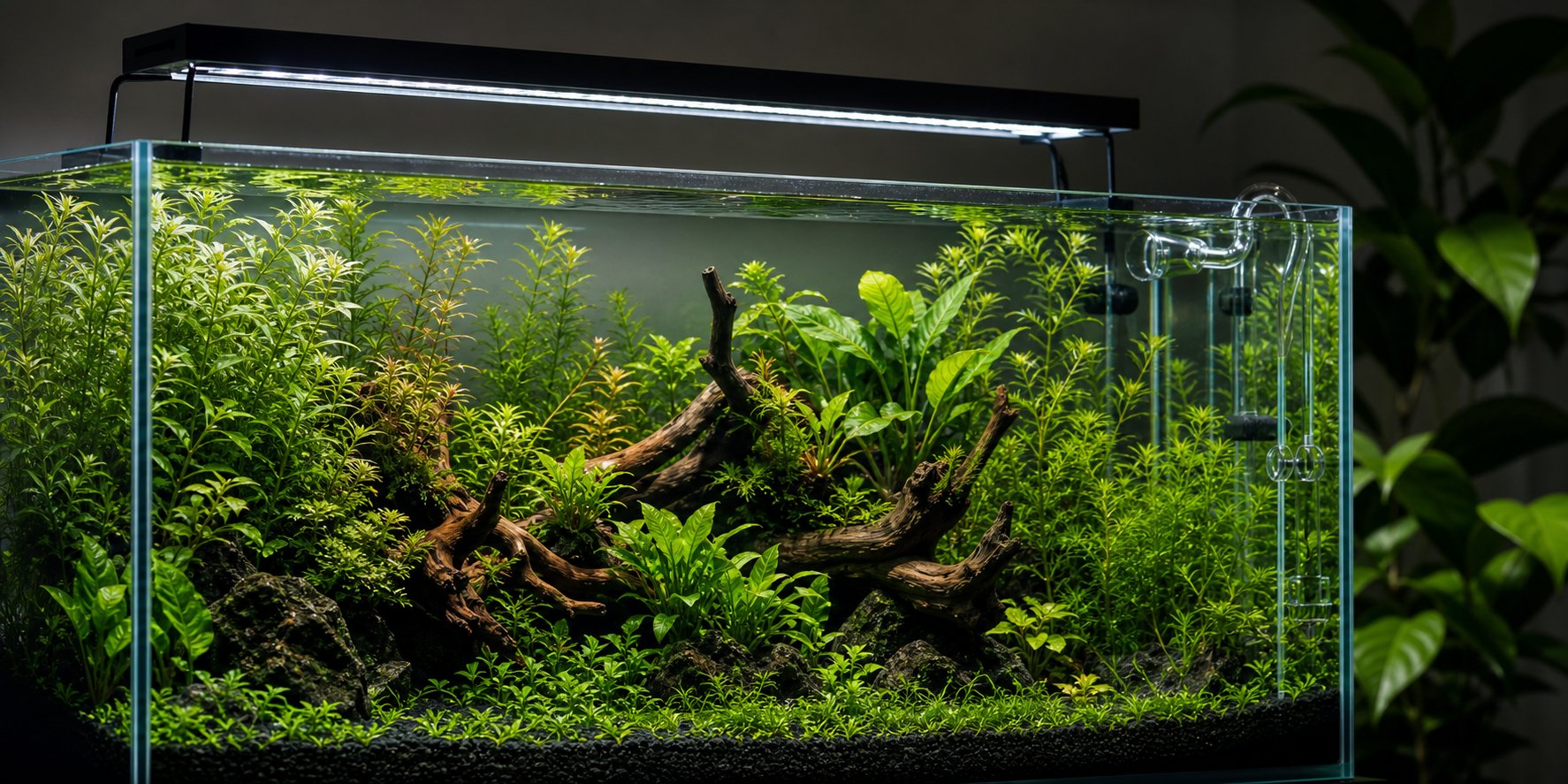 Planted aquarium with modern LED lighting