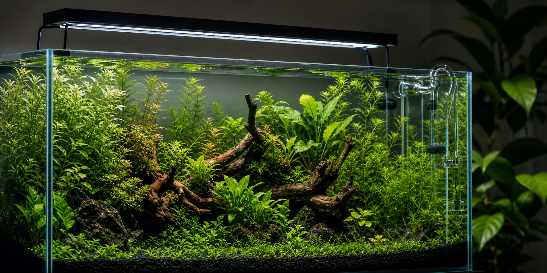 Planted aquarium with modern LED lighting