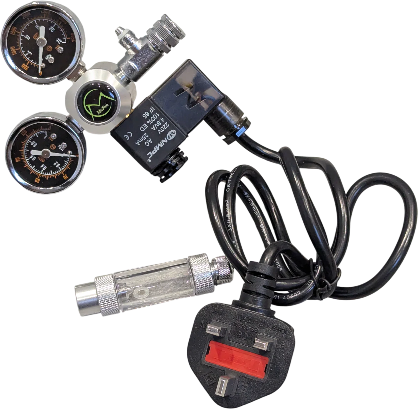 Mufan CO2 regulator kit with fitted UK plug